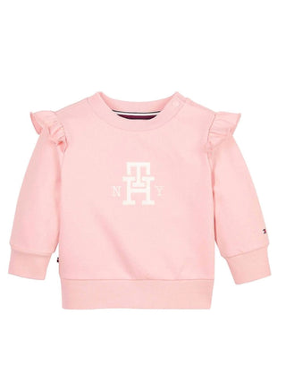 Tommy Hilfiger felpa con rouches in cotone stretch rosa
