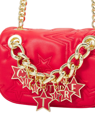 Versace Jeans Couture borsa a tracolla in ecopelle con stelle e ciondoli rosso