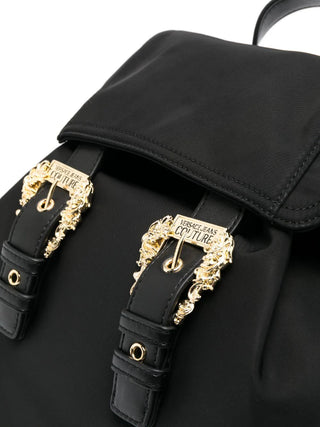 Versace Jeans Couture zaino in nylon con fibbie barocche nero oro