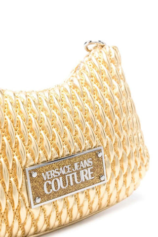 Versace Jeans Couture borsa a tracolla in ecopelle trapuntata con specchio oro