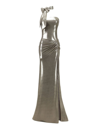 Aniye By abito lungo Bustier Dress Jam laminato con fusciacca platino