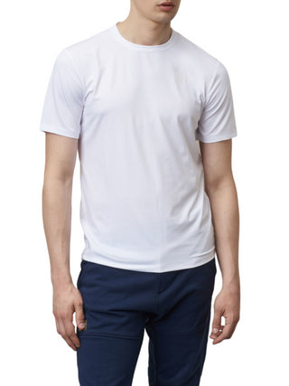 Blauer T-shirt manica corta in tessuto tecnico bianco