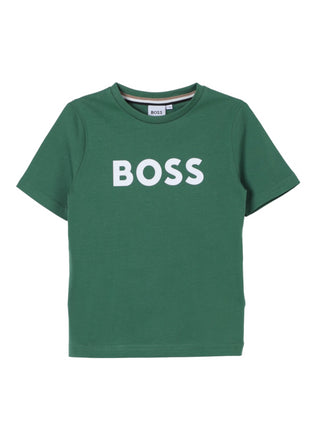 Boss T-shirt manica corta in jersey con logo verde
