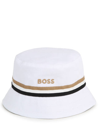 Boss cappello alla pescatora reversibile bianco beige