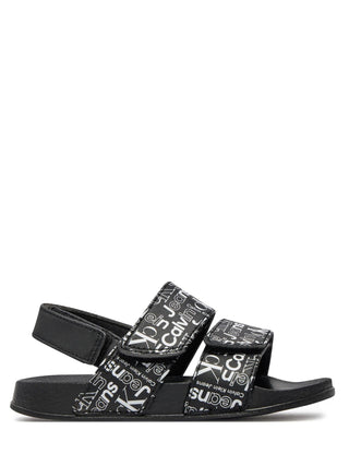 Calvin Klein Jeans sandali con velcro e logo all over nero