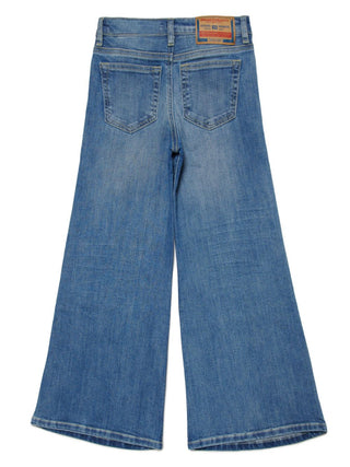 Diesel jeans a palazzo in denim stretch lavaggio blu medio