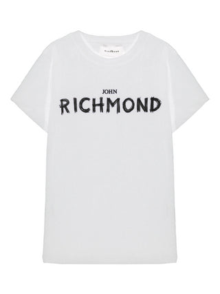 John Richmond T-shirt manica corta in jersey con logo bianco