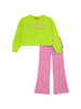 john-richmond-completo-felpa-crop-e-pantaloni-flare-con-logo-verde-rosa