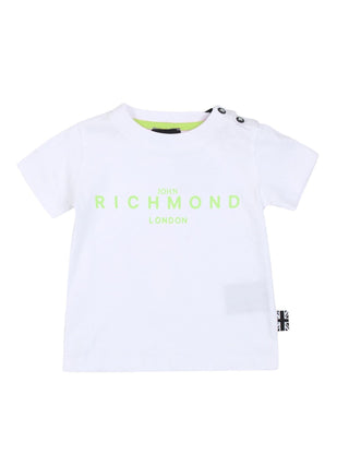John Richmond T-shirt manica corta Natik con logo bianco verde lime
