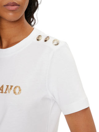 Marciano T-shirt manica corta Viviana con logo gioiello bianco