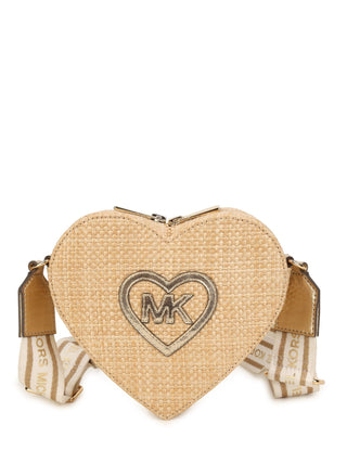 Michael Kors borsa a forma di cuore in rafia con tracolla beige