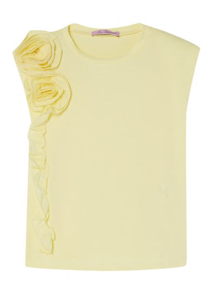 Miss Blumarine T-shirt smanicata con rose giallo