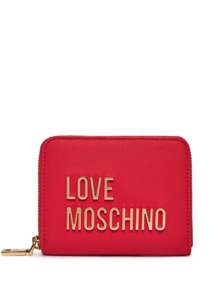Moschino Love portafogli in ecopelle martellata con zip e logo rosso
