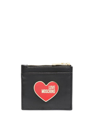 Moschino Love portacarte in ecopelle con placca cuore nero