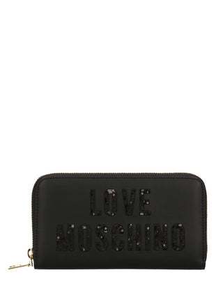 Moschino Love portafogli in ecopelle con logo paillettes nero