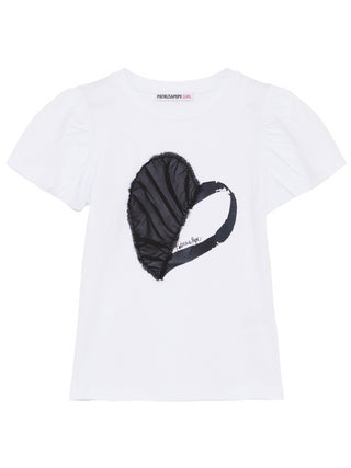 Patrizia Pepe T-shirt manica corta con cuore bianco nero