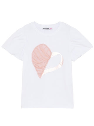 Patrizia Pepe T-shirt manica corta con cuore bianco rosa