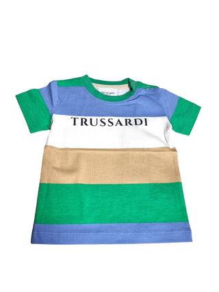Trussardi T-shirt a righe manica corta con logo multicolor