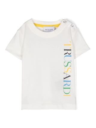 Trussardi T-shirt manica corta in jersey con logo bianco