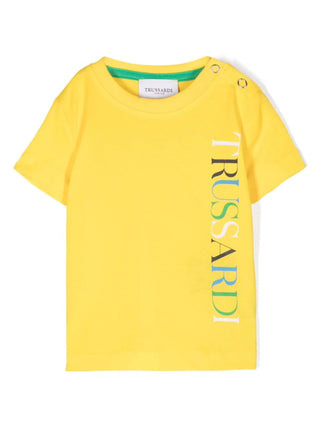Trussardi T-shirt manica corta in jersey con logo giallo