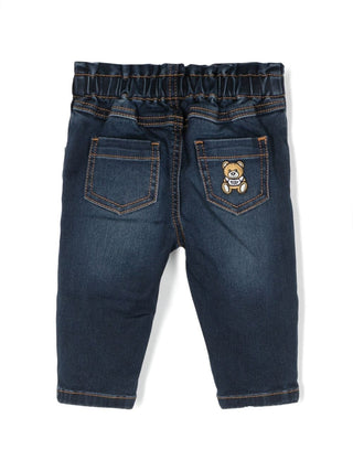 Moschino jeans neonata slim fit con vita elasticizzata lavaggio blu scuro
