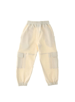 Pyrex pantaloni cargo in felpa con stampa logo beige