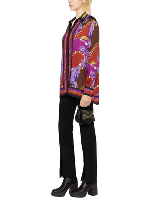 Versace Jeans Couture camicia a maniche lunghe in viscosa con stampa Chain multicolor