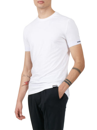 Dsquared2 T-shirt a maniche corte con banda logo bianco