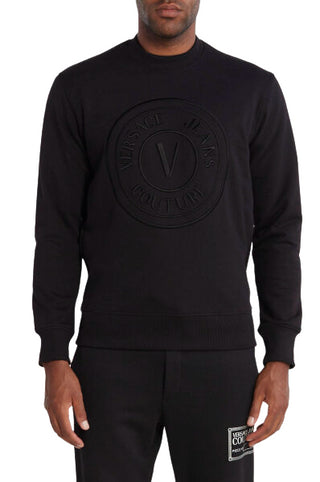Versace Jeans Couture felpa girocollo basic con logo V-emblem nero