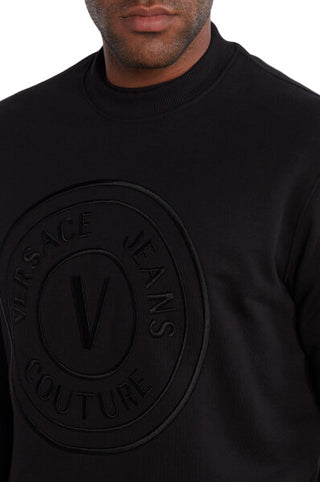 Versace Jeans Couture felpa girocollo basic con logo V-emblem nero