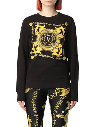 Versace Jeans Couture felpa girocollo con stampa logata Chain nero oro