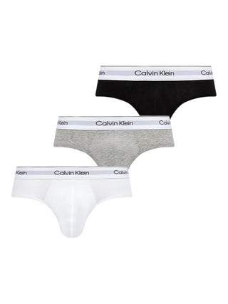 Calvin Klein set 3 slip con fascia logata bianco nero grigio