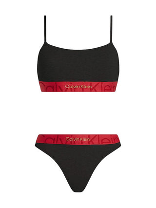 CALVIN KLEIN Completo Top e perizoma Nero/Rosso