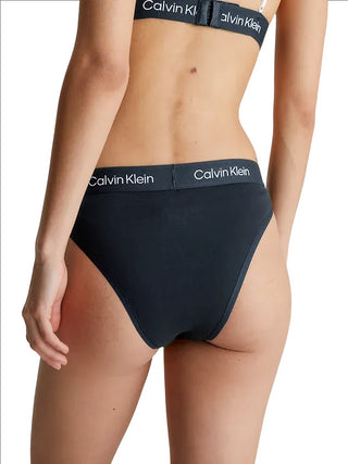 Calvin Klein slip a vita alta con banda logata nero