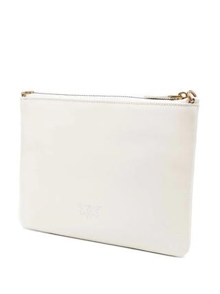Pinko pochette Flat Classic in pelle con tracolla bianco oro