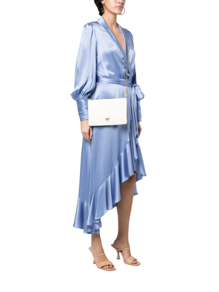 Pinko pochette Flat Classic in pelle con tracolla bianco oro