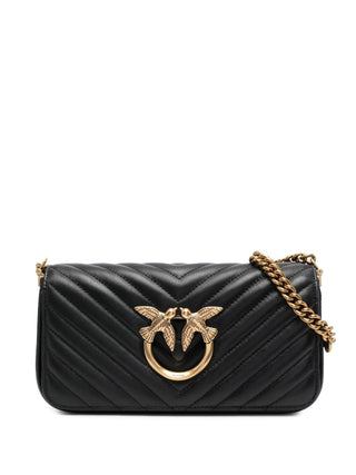 PINKO Borsa Mini Love Bag Click Baguette Chevron NERO/ORO