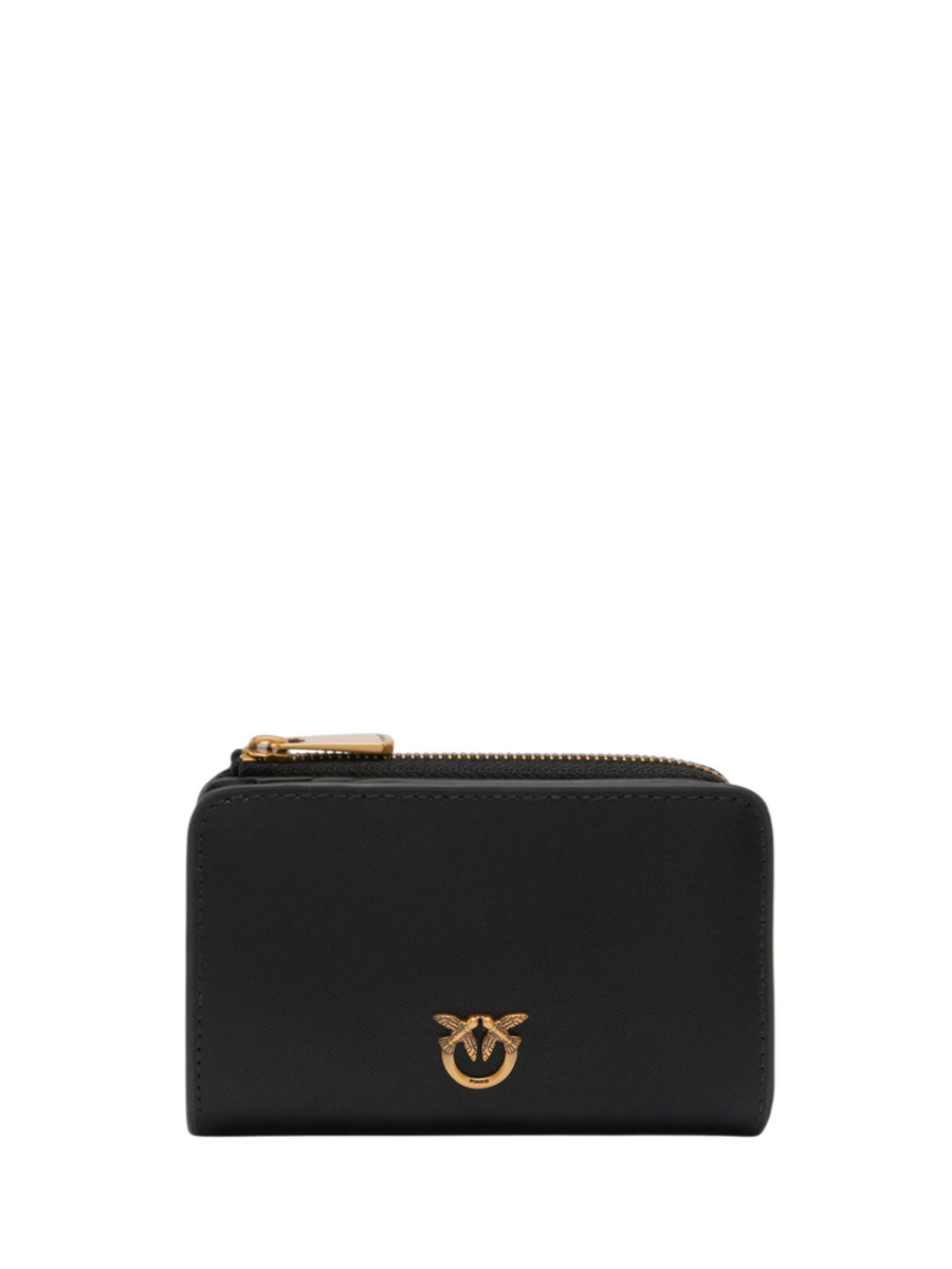 Pinko portafogli mini Wallet in pelle nero oro