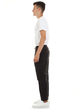 BICOLORE pantalone con coulisse stile cargo NERO