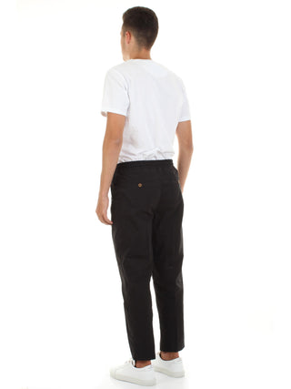 BICOLORE pantalone con coulisse stile cargo NERO