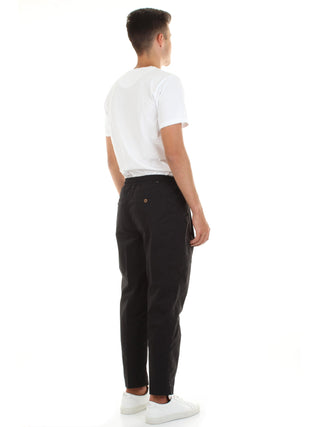 BICOLORE pantalone con coulisse stile cargo NERO