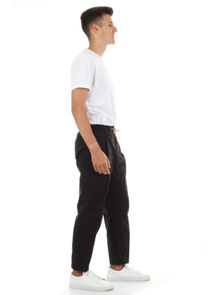 BICOLORE pantalone con coulisse stile cargo NERO