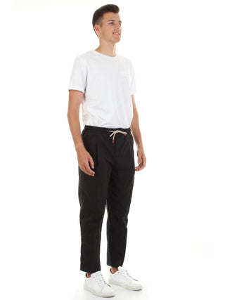 BICOLORE pantalone con coulisse stile cargo NERO