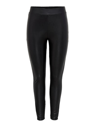 Pieces leggings in ecopelle nero