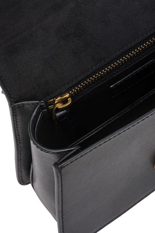 Pinko borsa Love Bag One Top Handle Mini Light con tracolla nero oro
