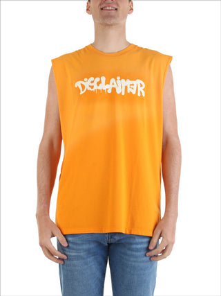 Disclaimer T-shirt smanicata con logo arancione