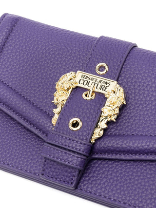 Versace Jeans Couture pochette portafogli in ecopelle con tracolla viola