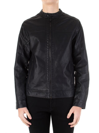 Jack&Jones giubbino biker in ecopelle nero