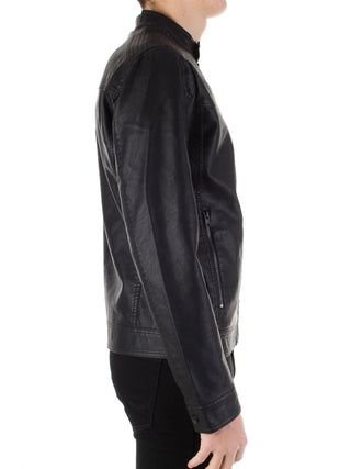 Jack&Jones giubbino biker in ecopelle nero