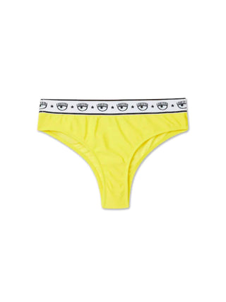 CHIARA FERRAGNI slip beachwear skinny con logo GIALLO